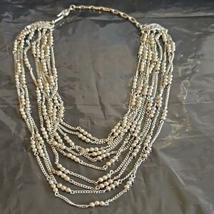 Elegant Silver  Multi-Strand Necklace New 9 Inch Kramer Collection